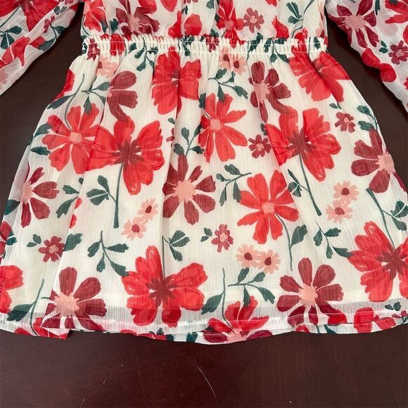 CARTERS Baby Girls Red & White Floral Long Sleeve Spring Garden Dress Size 18M - Picture 8 of 10